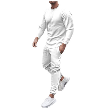 Men'S Tracksuit Long Sleeve round Neck Sweatshirts Tops Pants Set Two Piece Sweatsuits Outfits Sports Suit