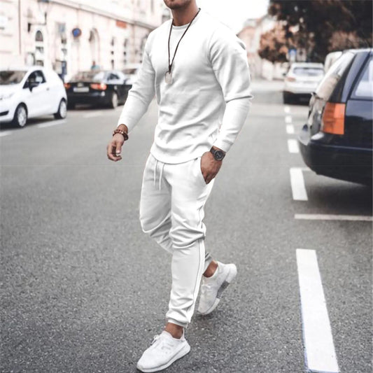 Men'S Tracksuit Long Sleeve round Neck Sweatshirts Tops Pants Set Two Piece Sweatsuits Outfits Sports Suit