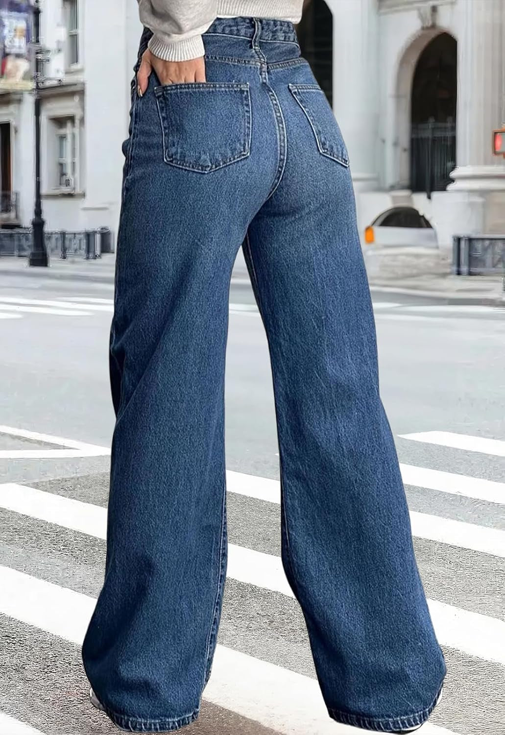 Women'S Wide Leg Jeans Casual Stretch High Rise Baggy Loose Denim Pants