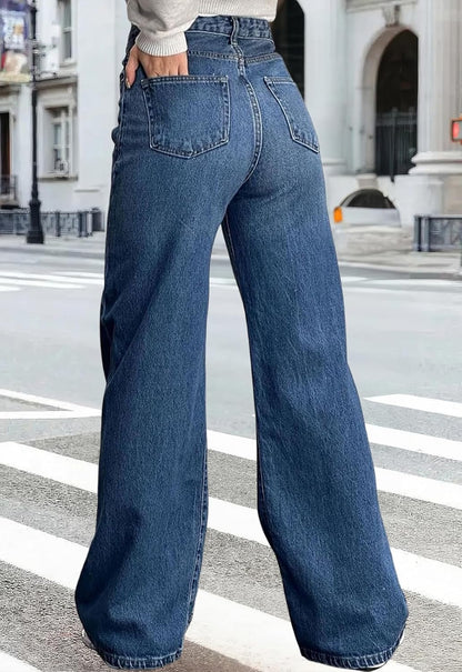 Women'S Wide Leg Jeans Casual Stretch High Rise Baggy Loose Denim Pants